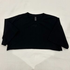 Black Boat Neck Crop T-Shirt